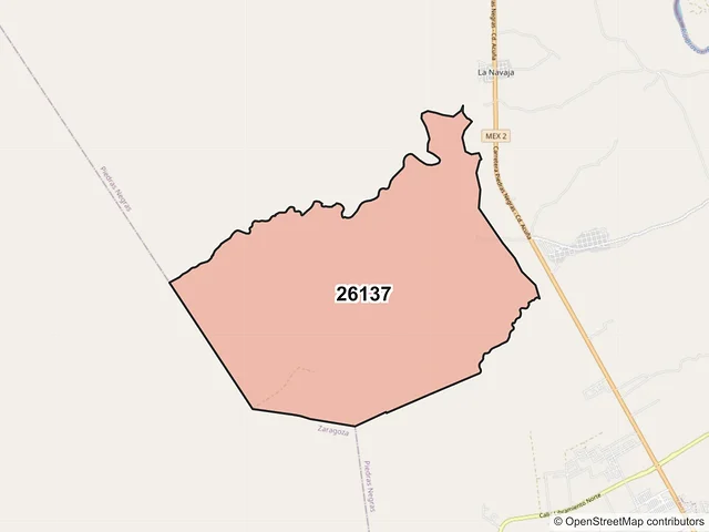Mapa del código postal 26137, Piedras Negras, Coahuila de Zaragoza