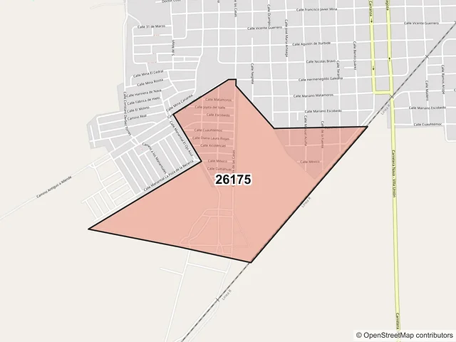Mapa del código postal 26175, Nava, Coahuila de Zaragoza