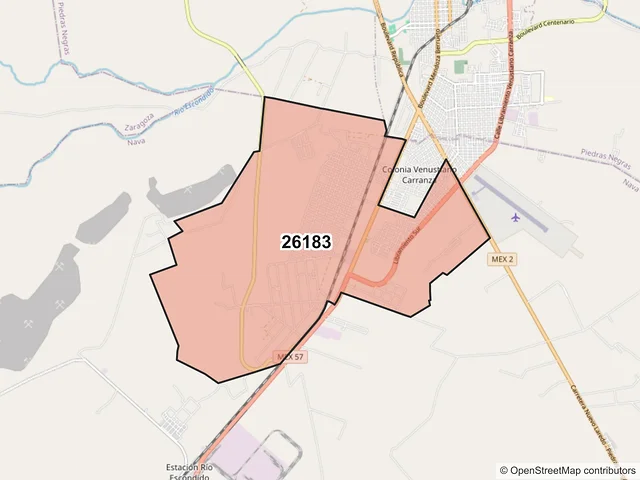 Mapa del código postal 26183, Nava, Coahuila de Zaragoza