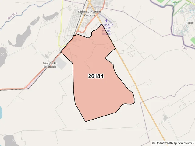 Mapa del código postal 26184, Nava, Coahuila de Zaragoza