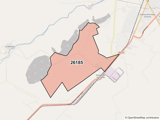 Mapa del código postal 26185, Nava, Coahuila de Zaragoza