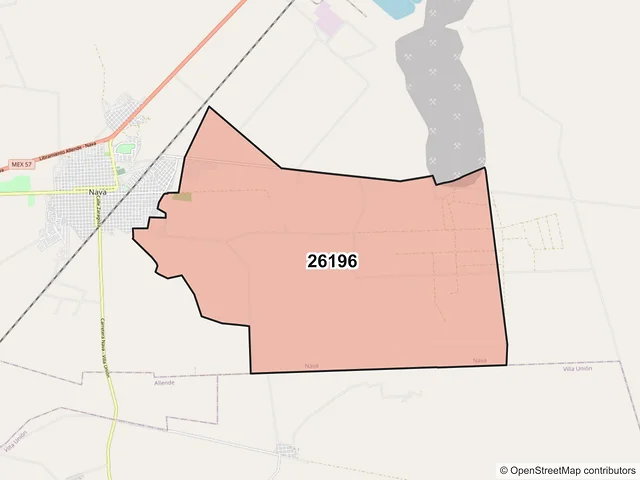 Mapa del código postal 26196, Nava, Coahuila de Zaragoza