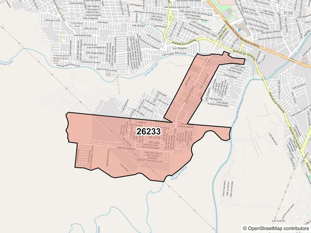 Mapa del código postal 26233, Acuña, Coahuila de Zaragoza