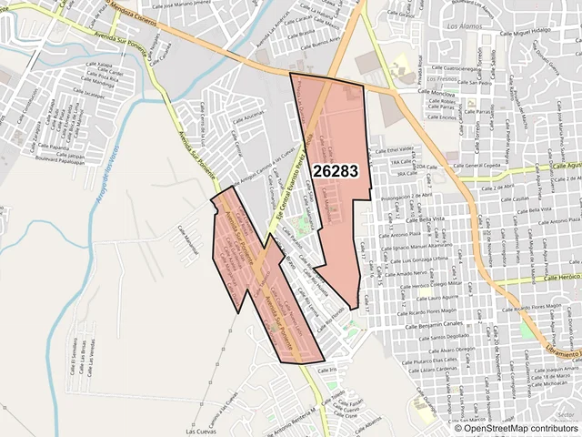 Mapa del código postal 26283, Acuña, Coahuila de Zaragoza