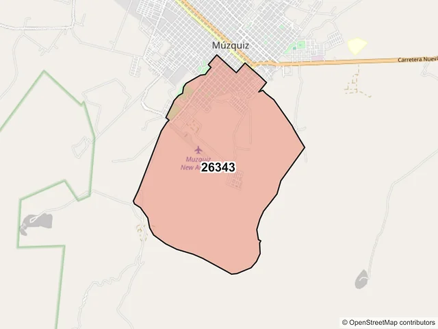 Mapa del código postal 26343, Múzquiz, Coahuila de Zaragoza