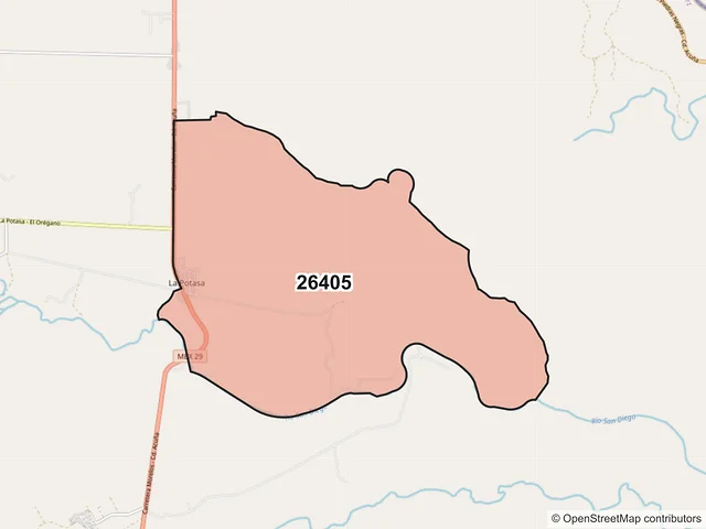 Mapa del código postal 26405, Jiménez, Coahuila de Zaragoza