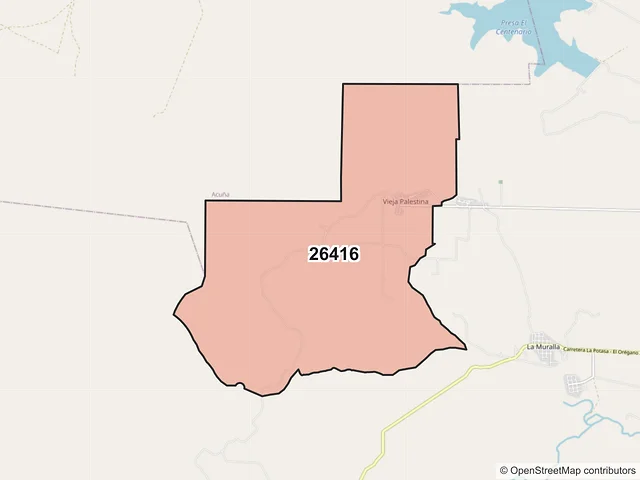 Mapa del código postal 26416, Jiménez, Coahuila de Zaragoza
