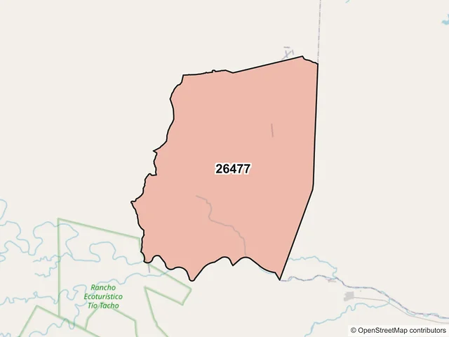 Mapa del código postal 26477, Zaragoza, Coahuila de Zaragoza