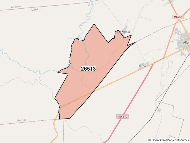 Mapa del código postal 26513, Morelos, Coahuila de Zaragoza