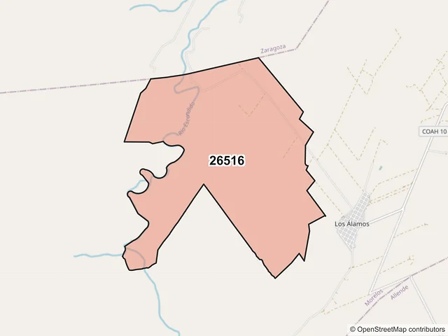 Mapa del código postal 26516, Morelos, Coahuila de Zaragoza