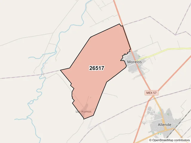 Mapa del código postal 26517, Morelos, Coahuila de Zaragoza