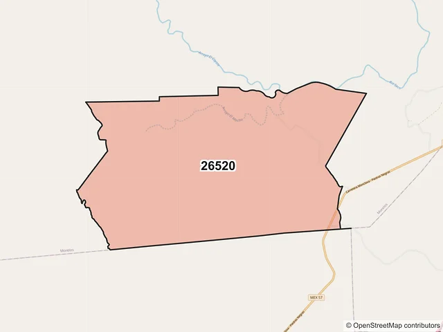 Mapa del código postal 26520, Morelos, Coahuila de Zaragoza