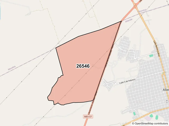 Mapa del código postal 26546, Allende, Coahuila de Zaragoza