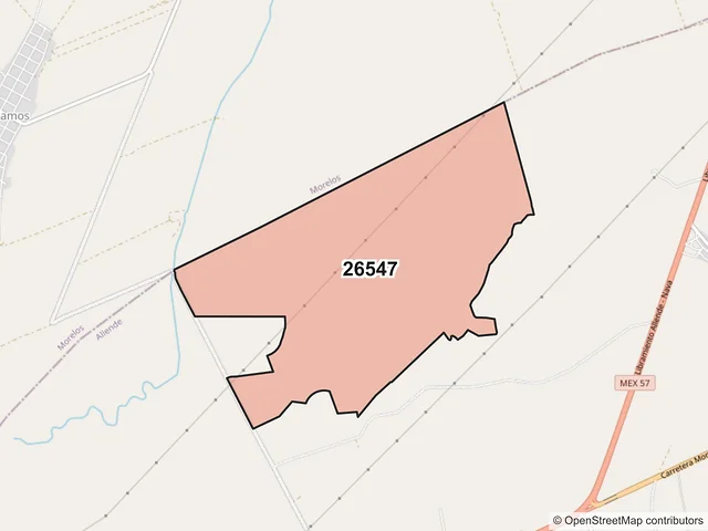 Mapa del código postal 26547, Allende, Coahuila de Zaragoza