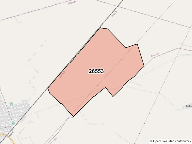 Mapa del código postal 26553, Allende, Coahuila de Zaragoza