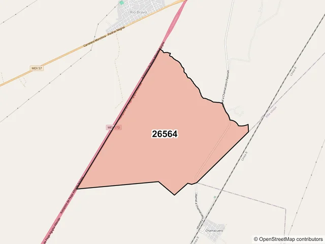 Mapa del código postal 26564, Allende, Coahuila de Zaragoza