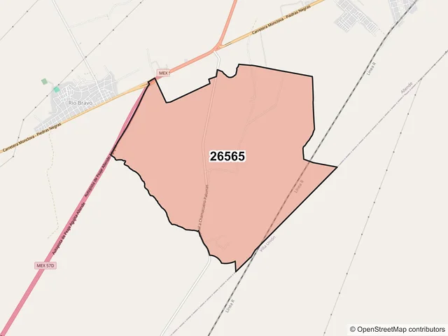 Mapa del código postal 26565, Allende, Coahuila de Zaragoza