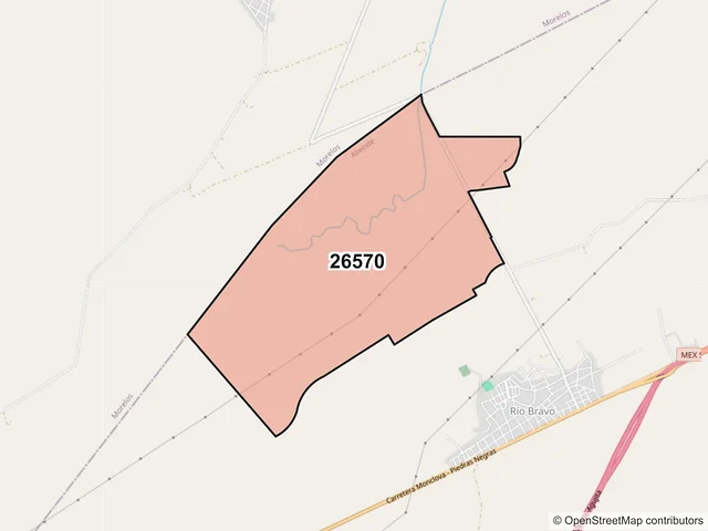 Mapa del código postal 26570, Allende, Coahuila de Zaragoza