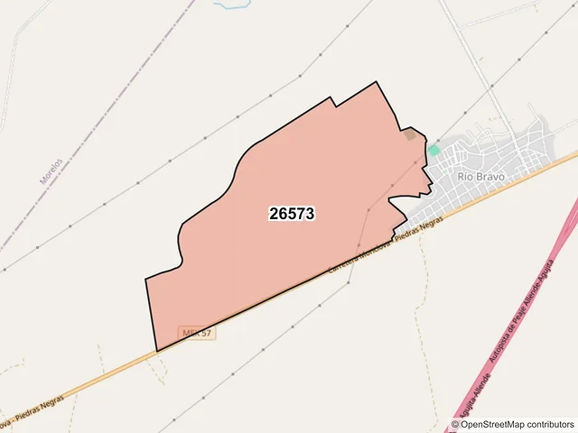 Mapa del código postal 26573, Allende, Coahuila de Zaragoza