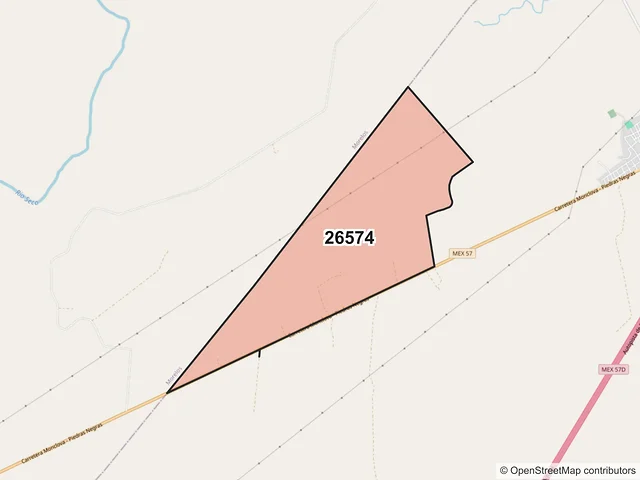 Mapa del código postal 26574, Allende, Coahuila de Zaragoza