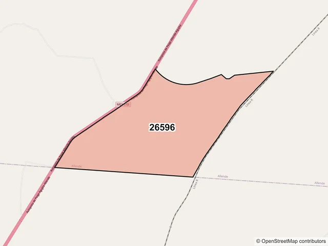 Mapa del código postal 26596, Allende, Coahuila de Zaragoza