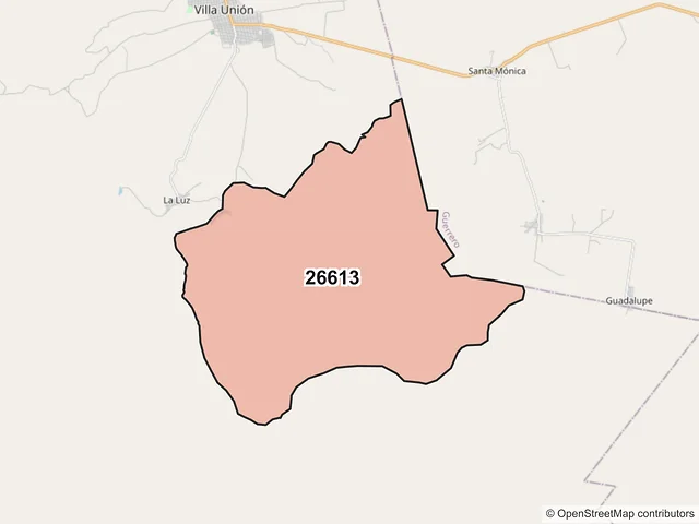 Mapa del código postal 26613, Villa Unión, Coahuila de Zaragoza