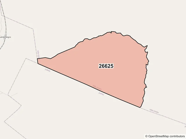 Mapa del código postal 26625, Villa Unión, Coahuila de Zaragoza
