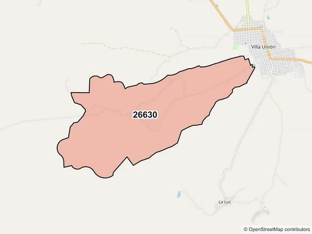 Mapa del código postal 26630, Villa Unión, Coahuila de Zaragoza