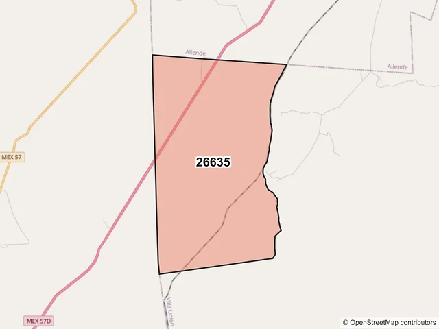 Mapa del código postal 26635, Villa Unión, Coahuila de Zaragoza