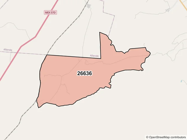 Mapa del código postal 26636, Villa Unión, Coahuila de Zaragoza