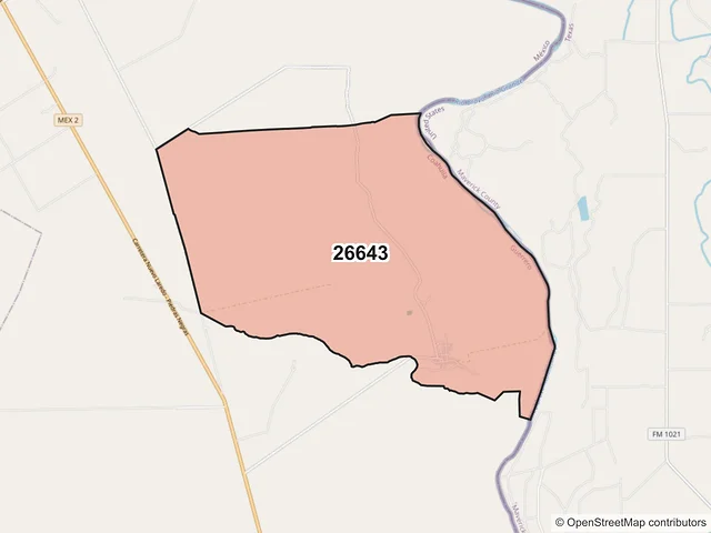 Mapa del código postal 26643, Guerrero, Coahuila de Zaragoza