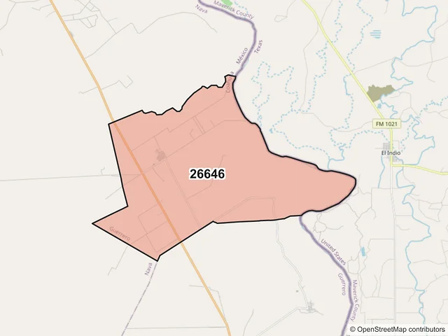 Mapa del código postal 26646, Guerrero, Coahuila de Zaragoza