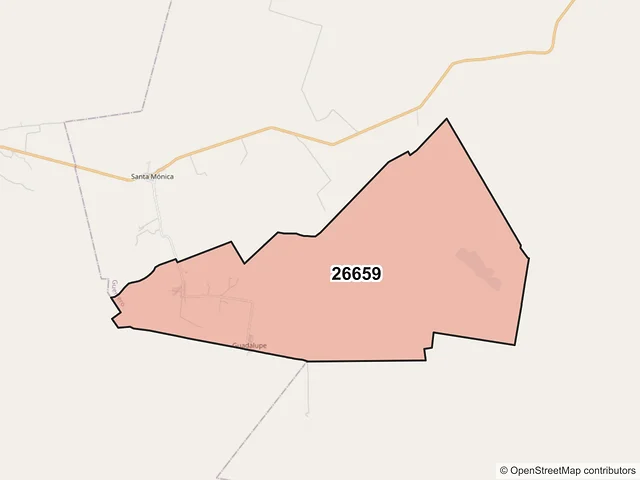 Mapa del código postal 26659, Guerrero, Coahuila de Zaragoza