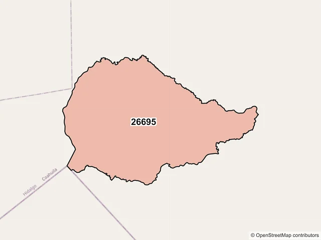 Mapa del código postal 26695, Hidalgo, Coahuila de Zaragoza