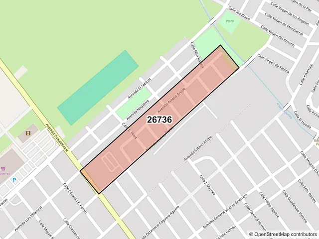 Mapa del código postal 26736, Sabinas, Coahuila de Zaragoza