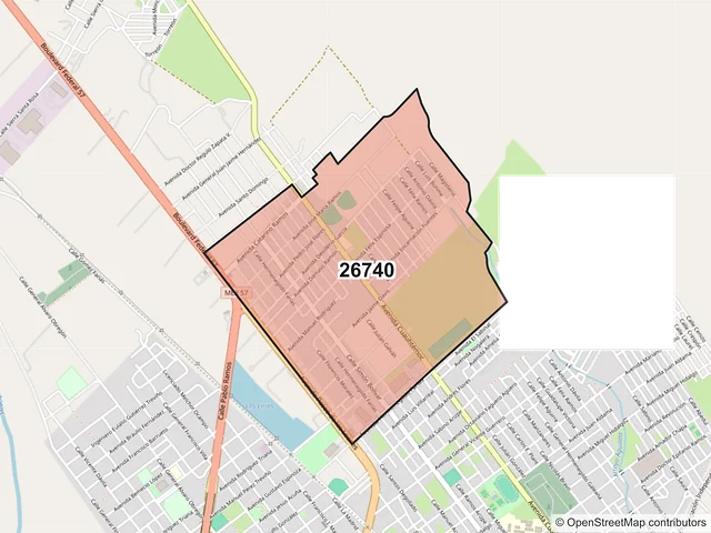 Mapa del código postal 26740, Sabinas, Coahuila de Zaragoza