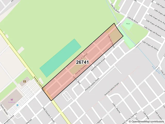 Mapa del código postal 26741, Sabinas, Coahuila de Zaragoza