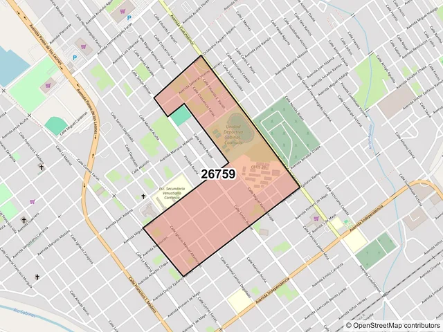 Mapa del código postal 26759, Sabinas, Coahuila de Zaragoza