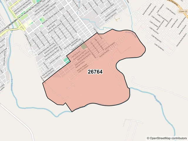 Mapa del código postal 26764, Sabinas, Coahuila de Zaragoza