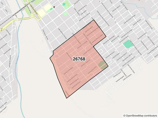 Mapa del código postal 26768, Sabinas, Coahuila de Zaragoza