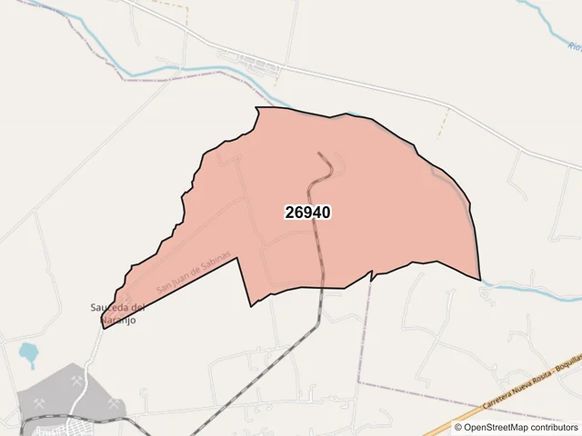 Mapa del código postal 26940, San Juan de Sabinas, Coahuila de Zaragoza