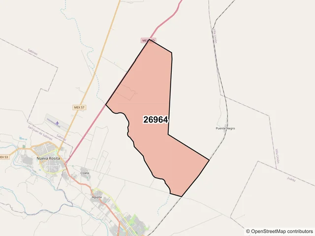 Mapa del código postal 26964, Sabinas, Coahuila de Zaragoza