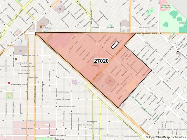 Mapa del código postal 27020, Torreón, Coahuila de Zaragoza