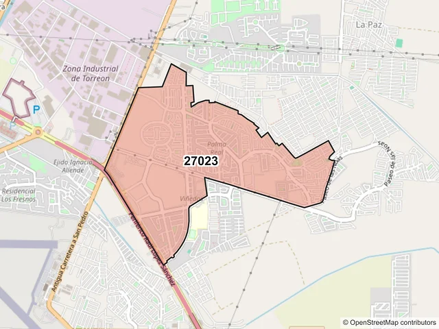 Mapa del código postal 27023, Torreón, Coahuila de Zaragoza