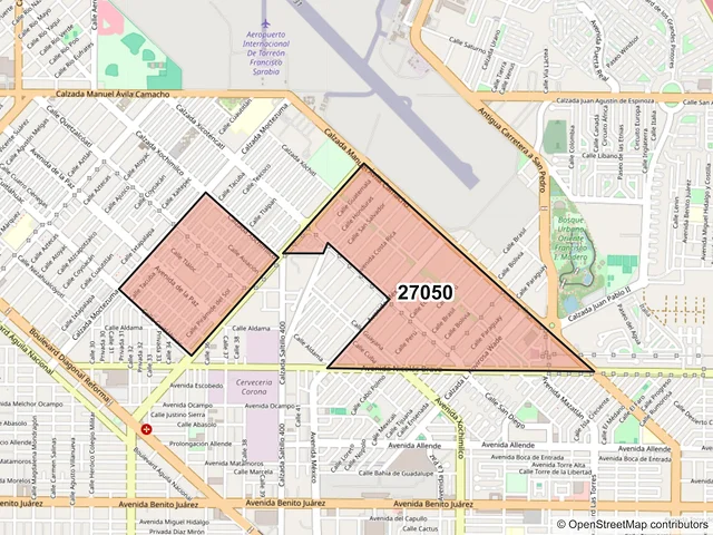 Mapa del código postal 27050, Torreón, Coahuila de Zaragoza