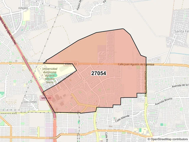 Mapa del código postal 27054, Torreón, Coahuila de Zaragoza