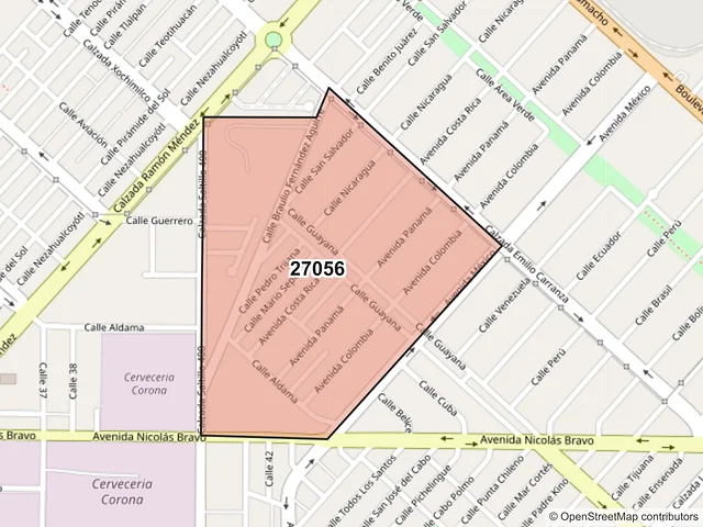 Mapa del código postal 27056, Torreón, Coahuila de Zaragoza