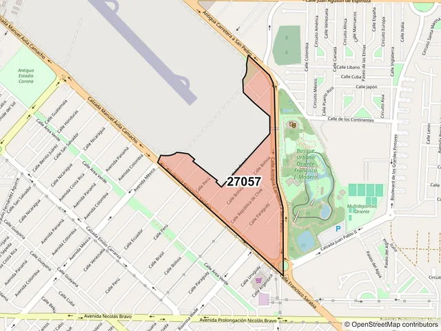 Mapa del código postal 27057, Torreón, Coahuila de Zaragoza