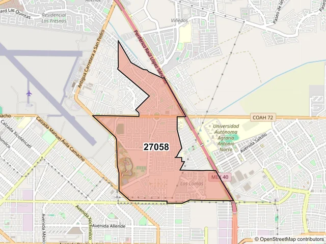 Mapa del código postal 27058, Torreón, Coahuila de Zaragoza