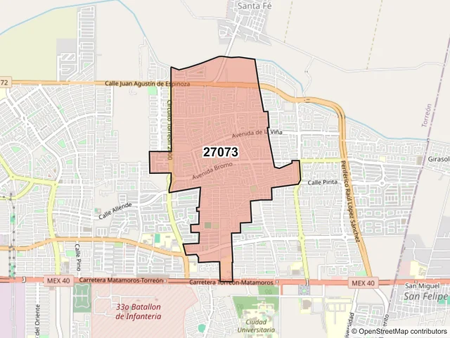 Mapa del código postal 27073, Torreón, Coahuila de Zaragoza
